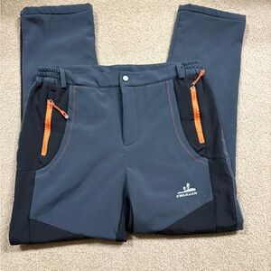 Kwaikjian Men's Gray wind trekking hiking Pants with Orange Accents